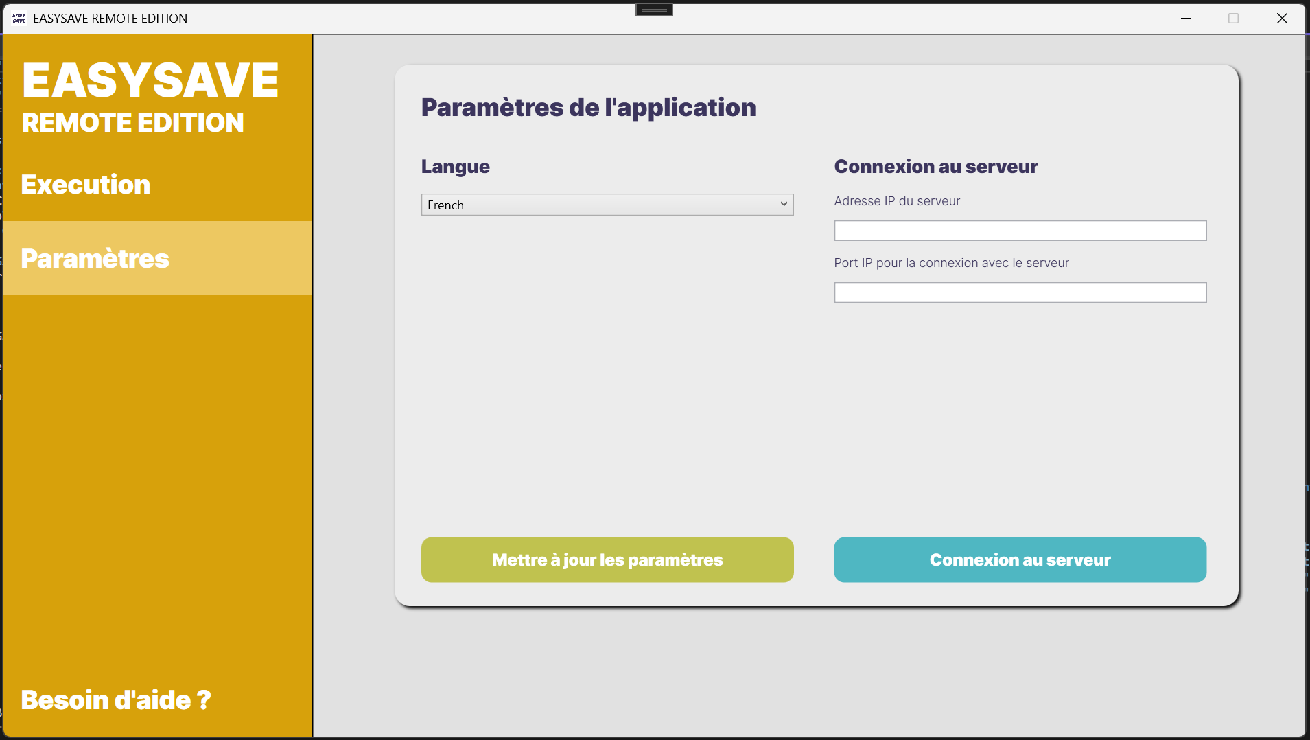 EasySave remote settings page