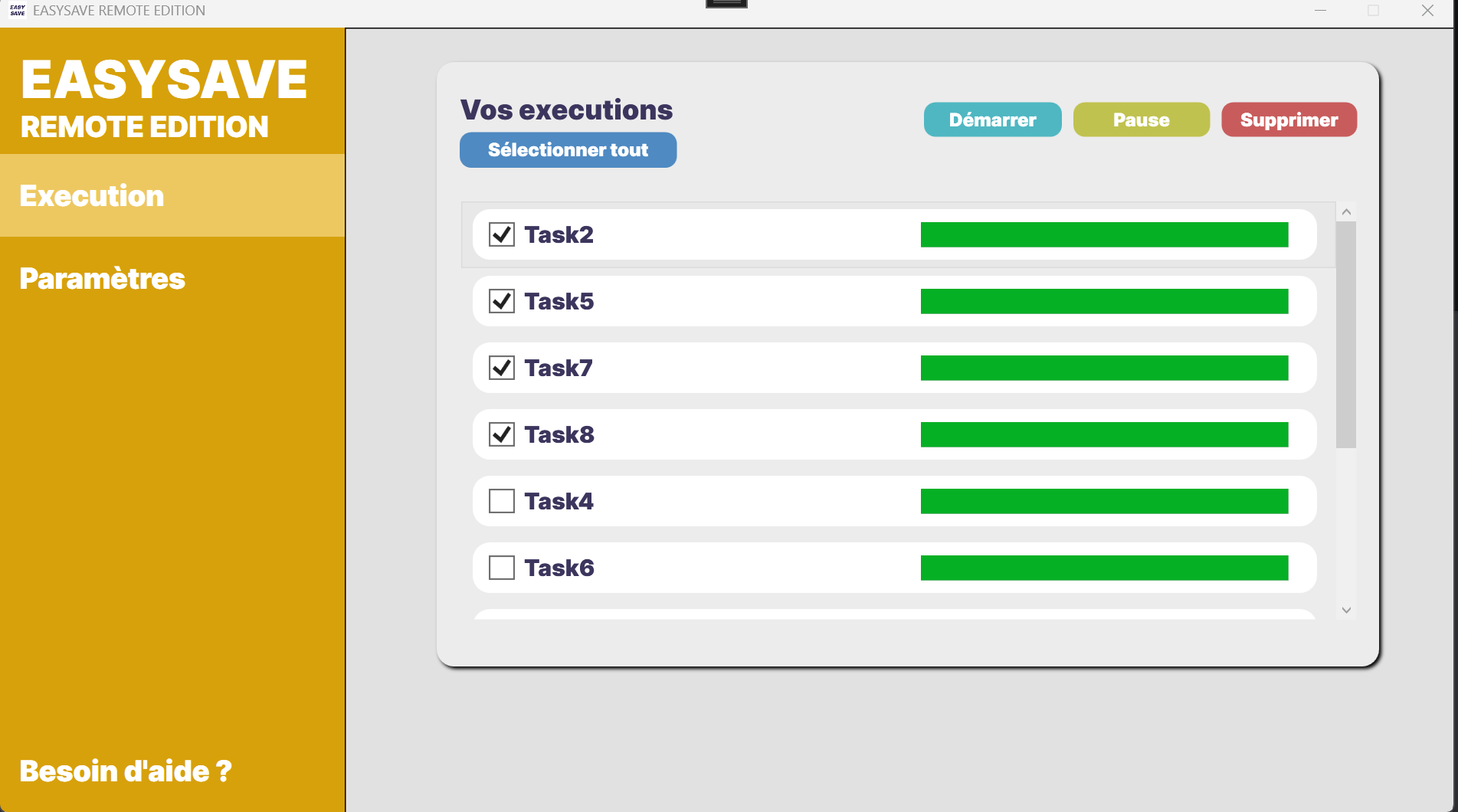EasySave remote management page