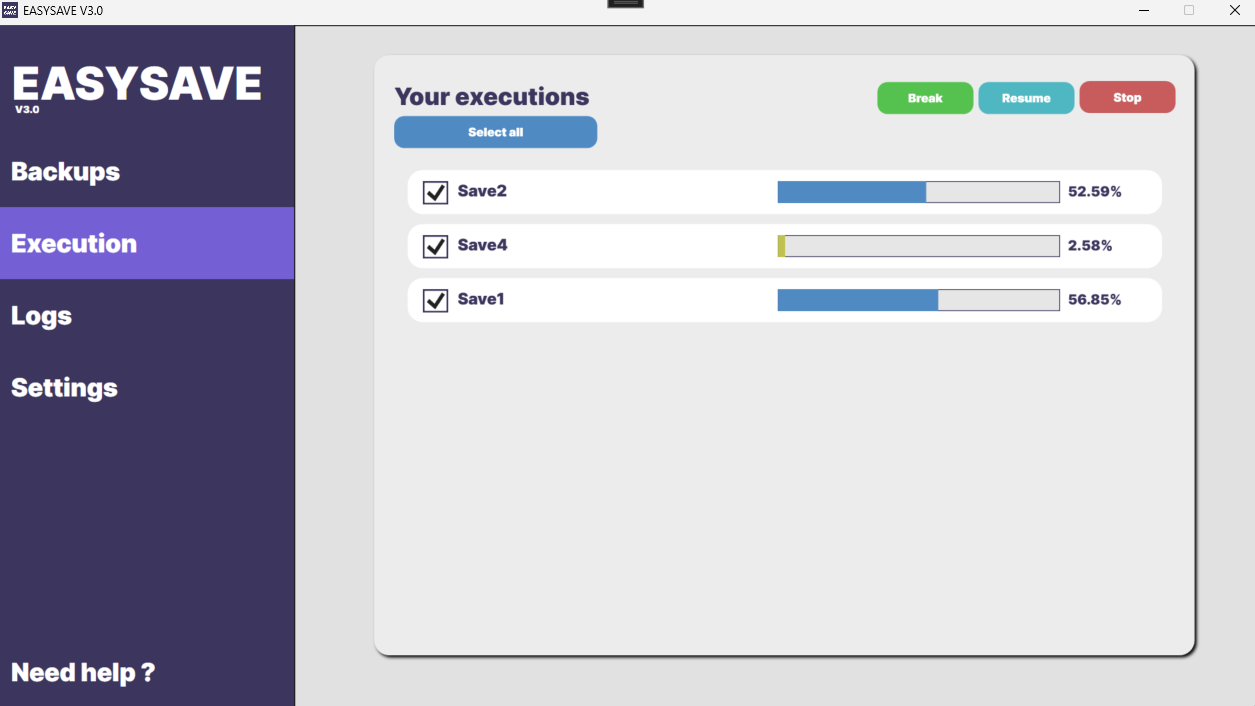 EasySave backup page